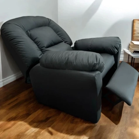 POLTRONA RECLINABLE ECO CUERO SAJONIA Negro
