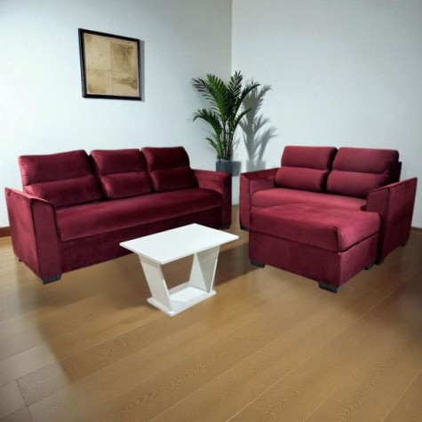 SOFA PIRIBEBUY 3L + 2L + PUFF Bordo